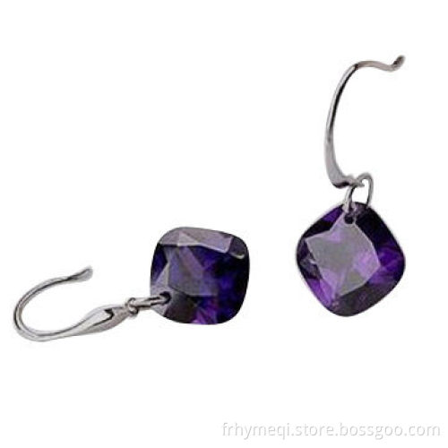 Fashion purple crystal drop earring with silver plated